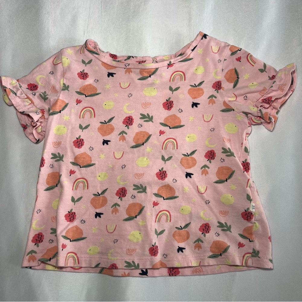 Baby Gap Toddler Girl 4T Fruit Rainbow Short Sleeve Ruffle Shirt